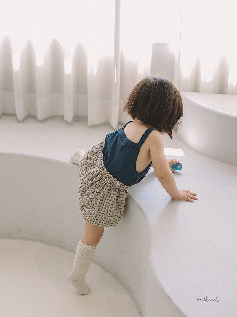 Melmel - Korean Baby Fashion - #onlinebabyboutique - Check Short Bloomers - 8