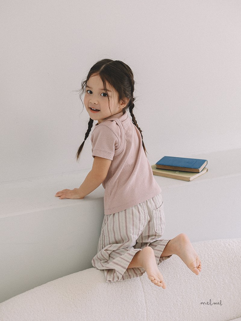 Melmel - Korean Baby Fashion - #onlinebabyshop - Ribbed Short Sleeve Tee - 11