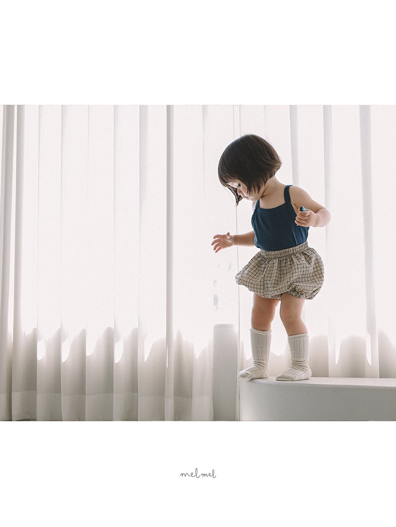 Melmel - Korean Baby Fashion - #onlinebabyshop - Check Short Bloomers - 9