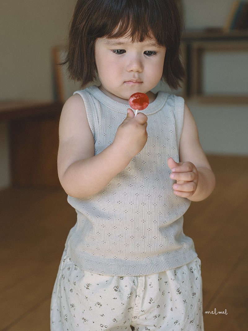 Melmel - Korean Baby Fashion - #smilingbaby - Stitch Eyelet Tank Top