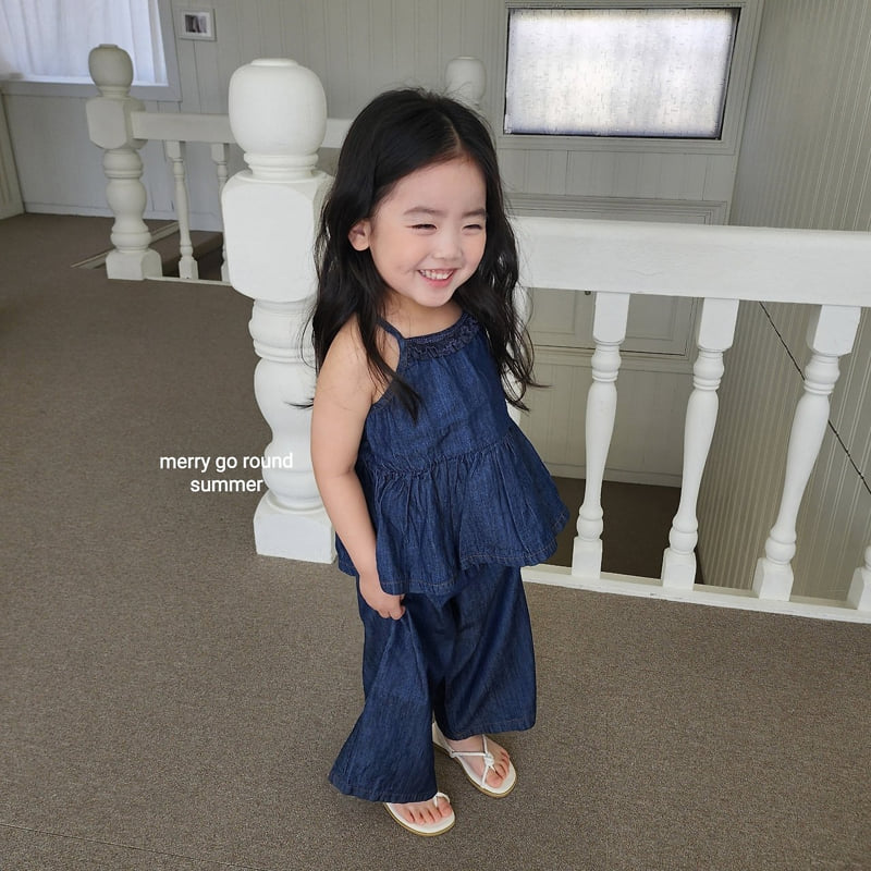 Merry Go Round - Korean Children Fashion - #childofig - Denim Sleeveless - 3