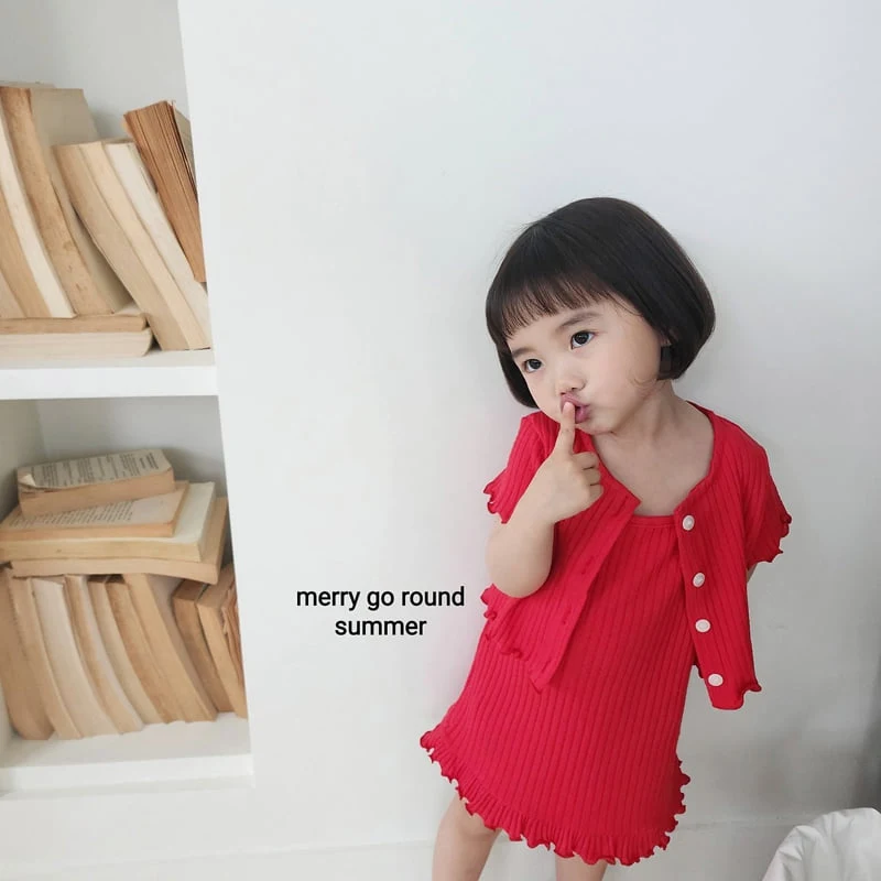 Merry Go Round - Korean Children Fashion - #childrensboutique - Ribbed One-piece Set