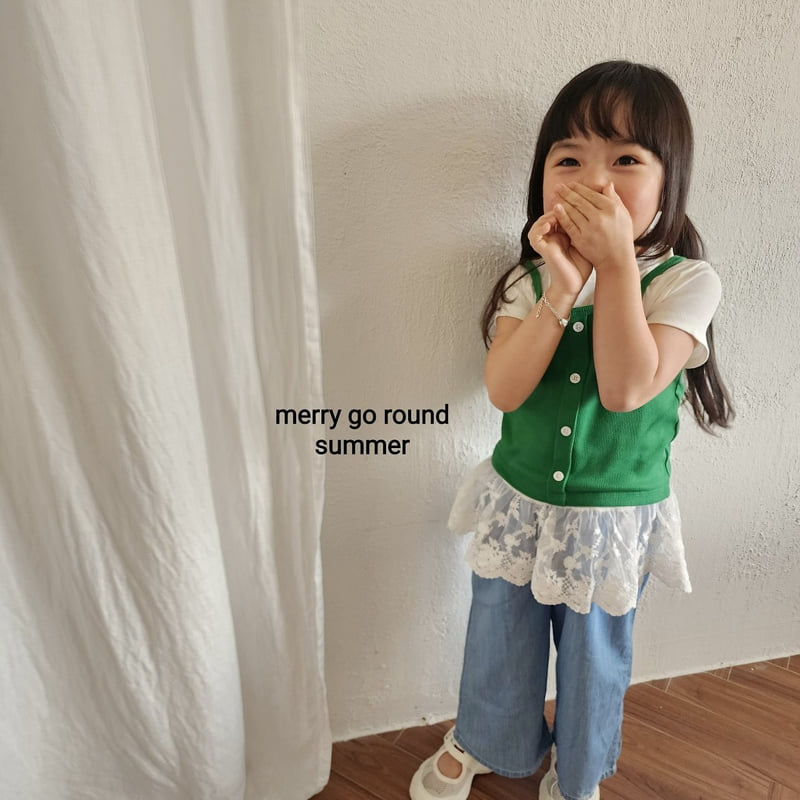 Merry Go Round - Korean Children Fashion - #designkidswear - Ribbed Button Sleeveless - 5
