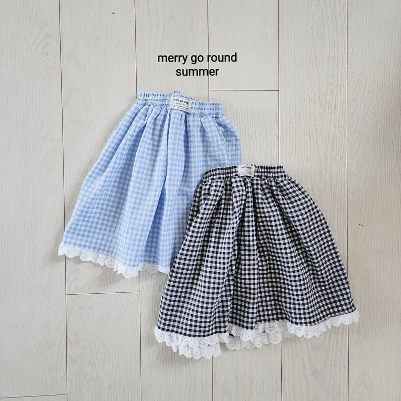 Merry Go Round - Korean Children Fashion - #fashionkids - Check Long Skirt