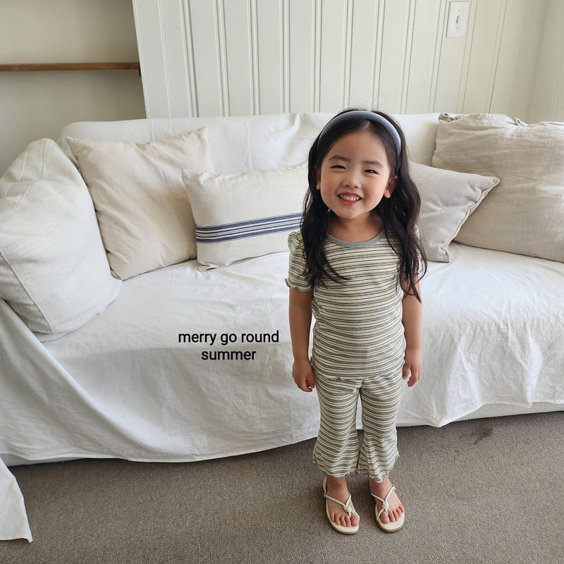 Merry Go Round - Korean Children Fashion - #kidsshorts - Soft Stripe Set - 6