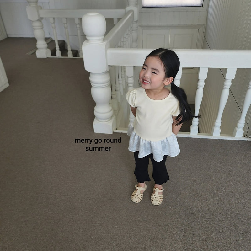 Merry Go Round - Korean Children Fashion - #kidsshorts - Satin Puff Tee - 3