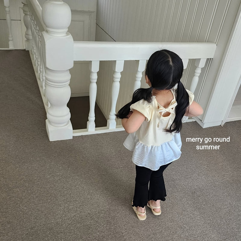 Merry Go Round - Korean Children Fashion - #kidsshorts - Satin Puff Tee - 4