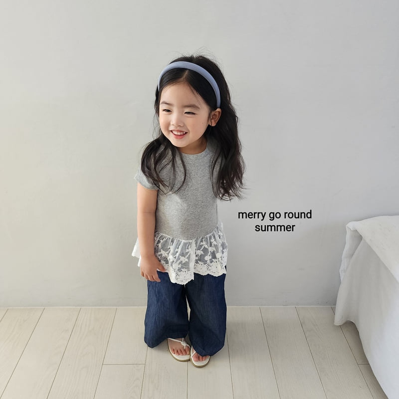 Merry Go Round - Korean Children Fashion - #minifashionista - Lace Tee - 4