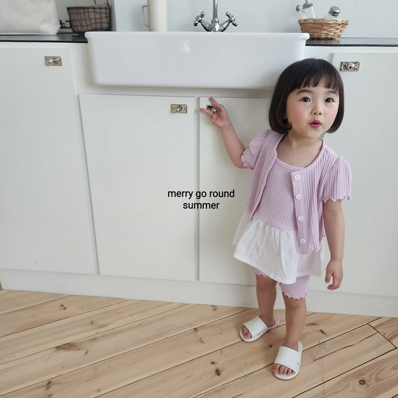 Merry Go Round - Korean Children Fashion - #stylishchildhood - Short Sleeve Cardigan Set (set of 3) - 11