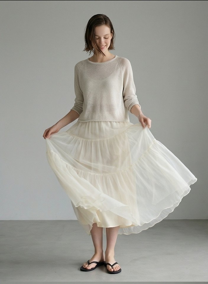 Merry J - Korean Women Fashion - #momslook - Ella Organza Tiered Skirt