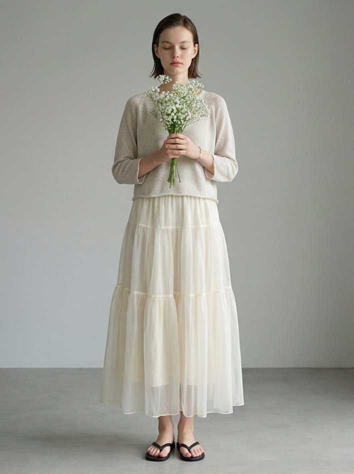 Merry J - Korean Women Fashion - #momslook - Ella Organza Tiered Skirt - 3