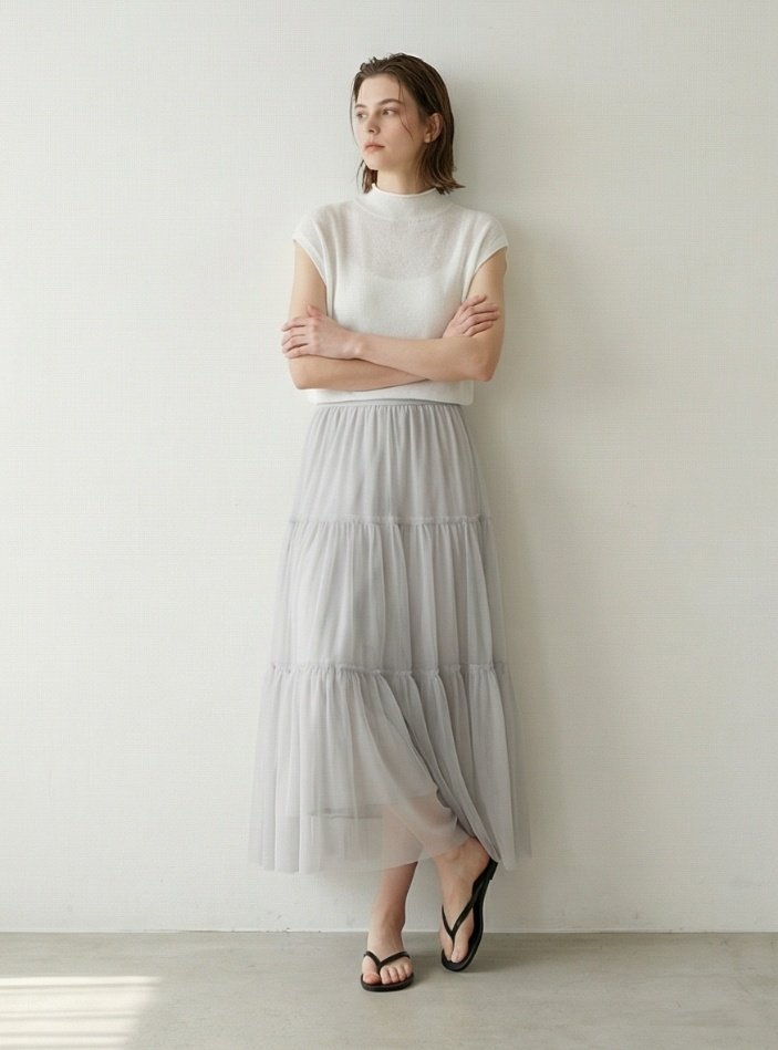 Merry J - Korean Women Fashion - #momslook - Ella Organza Tiered Skirt - 7