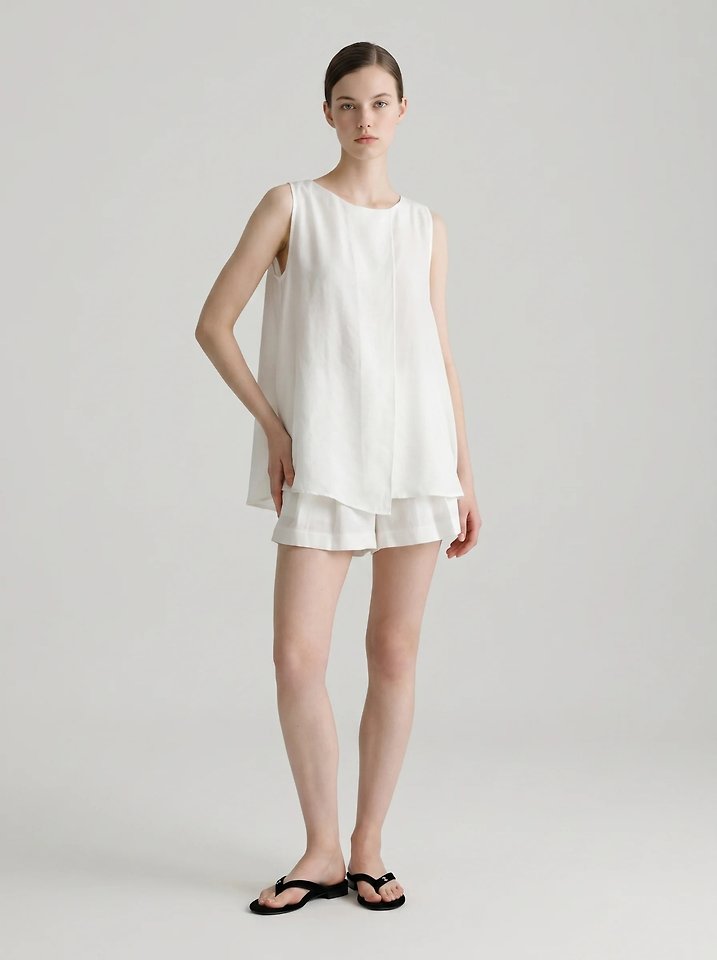 Merry J - Korean Women Fashion - #restrostyle - Organza Layered Slit Blouse