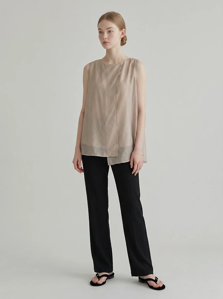 Merry J - Korean Women Fashion - #romanticstyle - Organza Layered Slit Blouse - 2