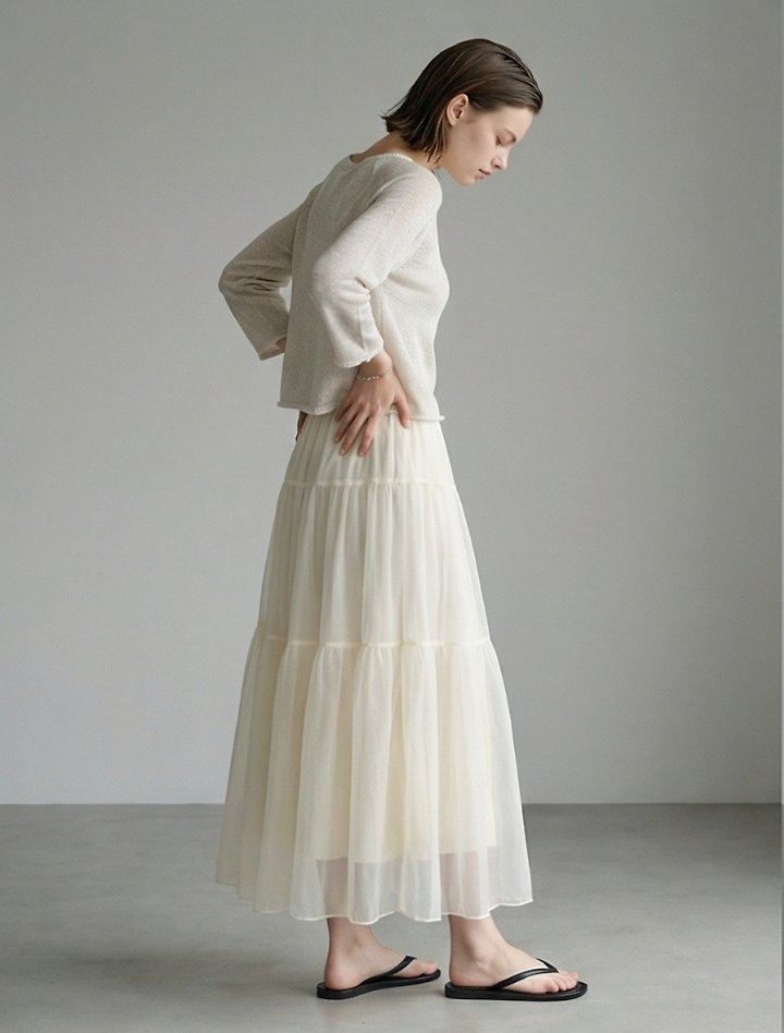Merry J - Korean Women Fashion - #momslook - Ella Organza Tiered Skirt - 4