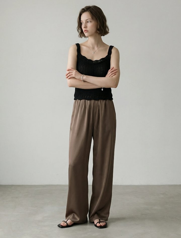 Merry J - Korean Women Fashion - #womensfashion - Capri Satin Pants