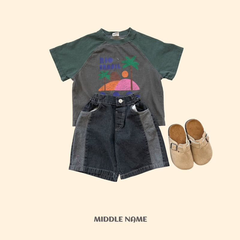Middle Name - Korean Children Fashion - #discoveringself - Color Block Denim Pants - 2