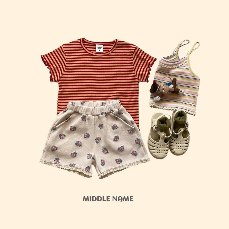 Middle Name - Korean Children Fashion - #fashionkids - Vintage Flower Waffle Pants - 8