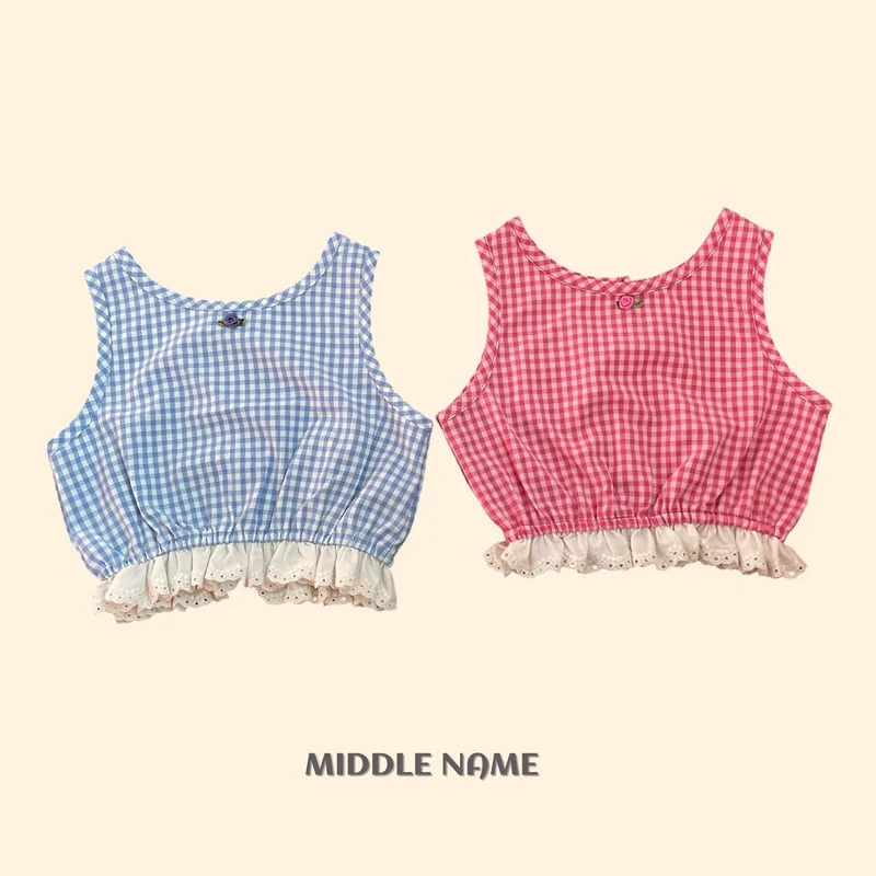 Middle Name - Korean Children Fashion - #littlefashionista - Check Sleeveless Blouse - 2