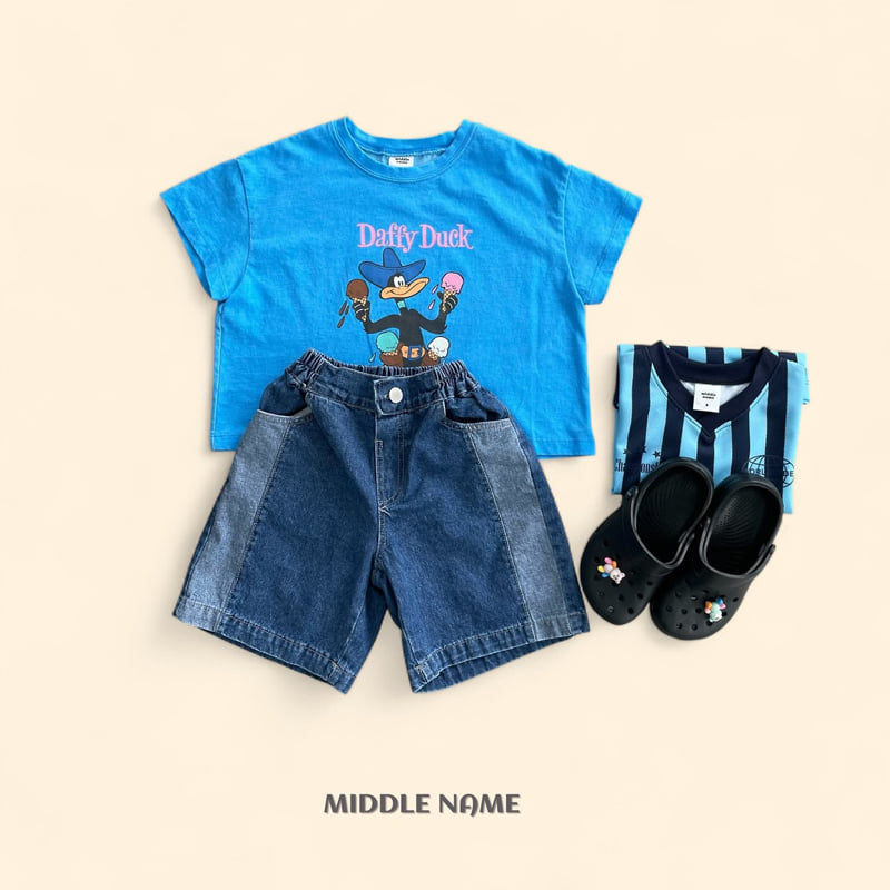 Middle Name - Korean Children Fashion - #littlefashionista - Color Block Denim Pants - 8