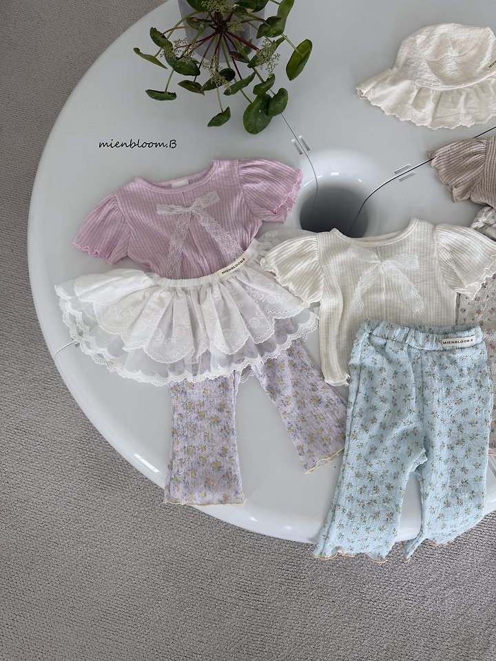 Mienbloom B - Korean Baby Fashion - #babyboutique - Bebe Ribbed Ribbon Tee - 3
