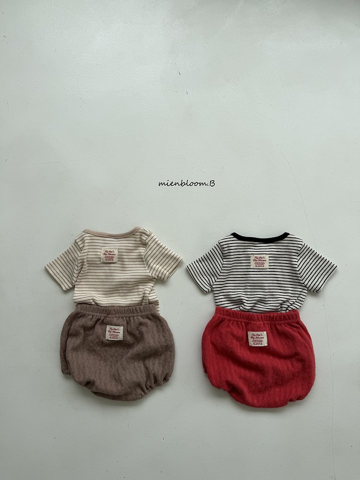 Mienbloom B - Korean Baby Fashion - #babyclothing - Bebe Button Striped Tee - 9