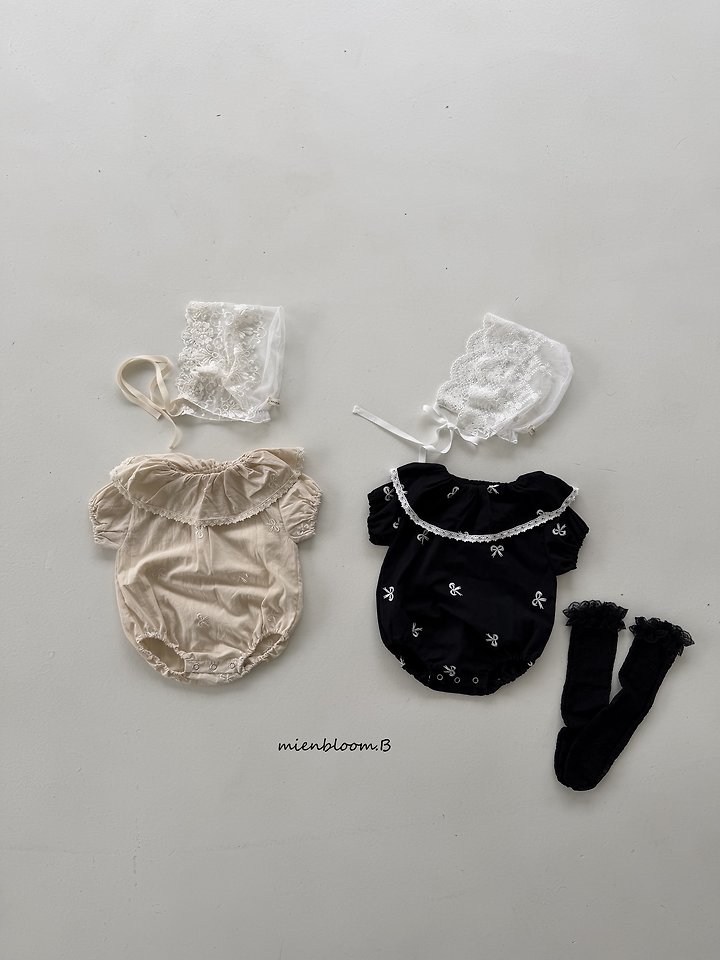 Mienbloom B - Korean Baby Fashion - #babyfever - Bebe Ribbon Embroidered Suit - 3
