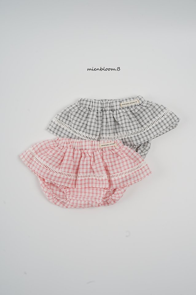 Mienbloom B - Korean Baby Fashion - #babyfever - Bebe Check Skirt Bloomer - 9
