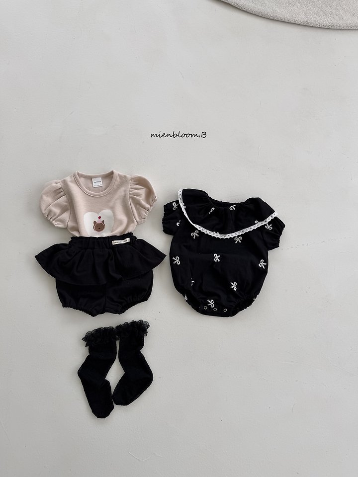 Mienbloom B - Korean Baby Fashion - #babyoninstagram - Bebe Ribbon Embroidered Suit - 6
