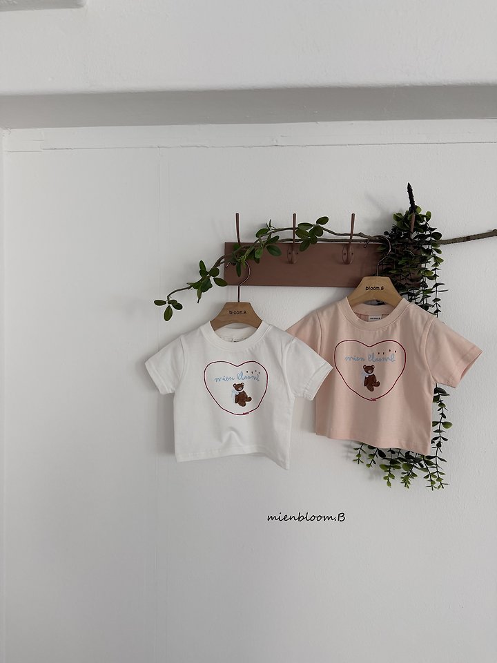 Mienbloom B - Korean Baby Fashion - #babyootd - Bebe Heart Bear Tee