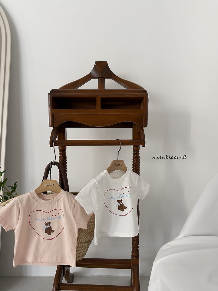 Mienbloom B - Korean Baby Fashion - #babyoutfit - Bebe Heart Bear Tee - 2