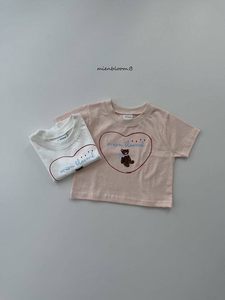 Mienbloom B - Korean Baby Fashion - #babyoutfit - Bebe Heart Bear Tee - 3