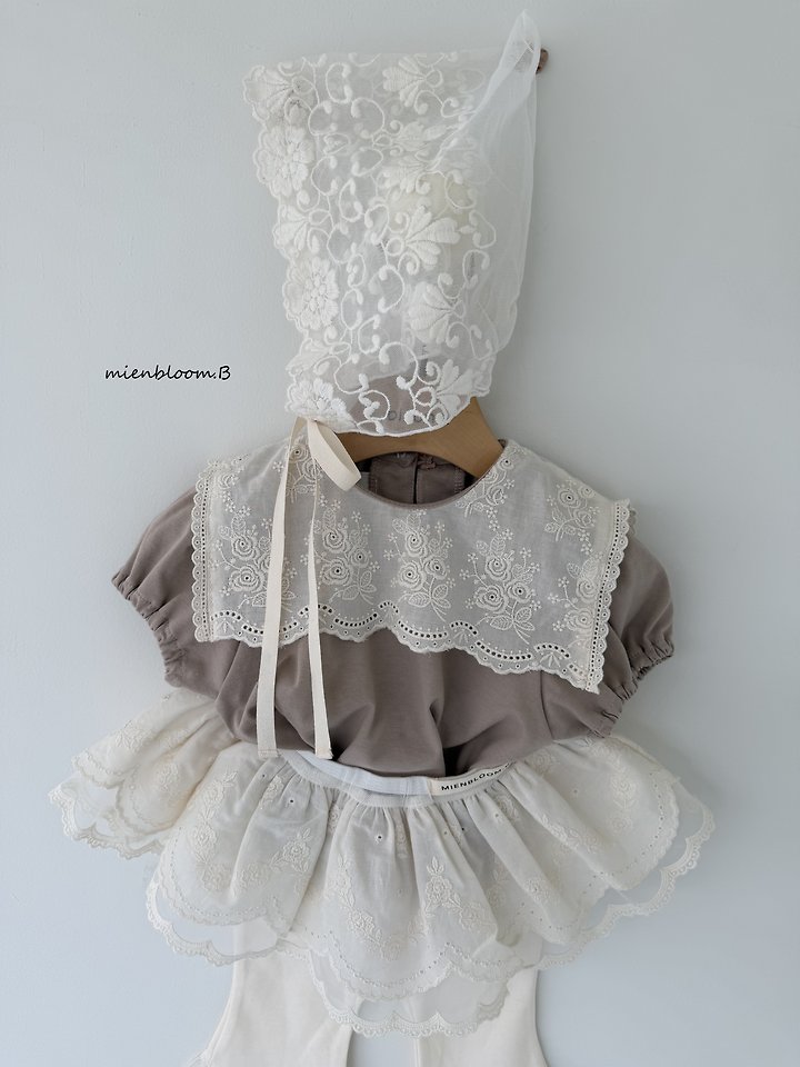 Mienbloom B - Korean Baby Fashion - #babyoutfit - Bebe Lace Bonnet - 9
