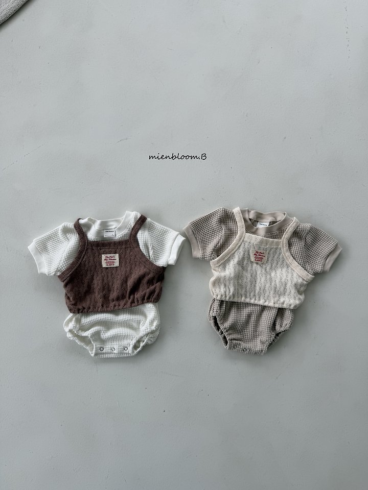 Mienbloom B - Korean Baby Fashion - #babyoutfit - Bebe Summer Waffle Suit - 5