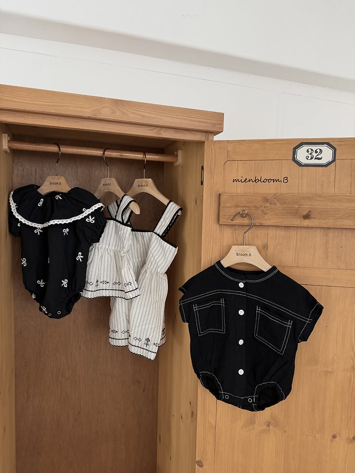 Mienbloom B - Korean Baby Fashion - #babyoutfit - Bebe Ribbon Embroidered Suit - 9