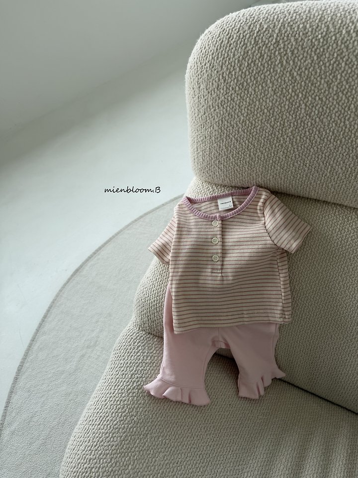 Mienbloom B - Korean Baby Fashion - #babywear - Bebe Button Striped Tee - 3