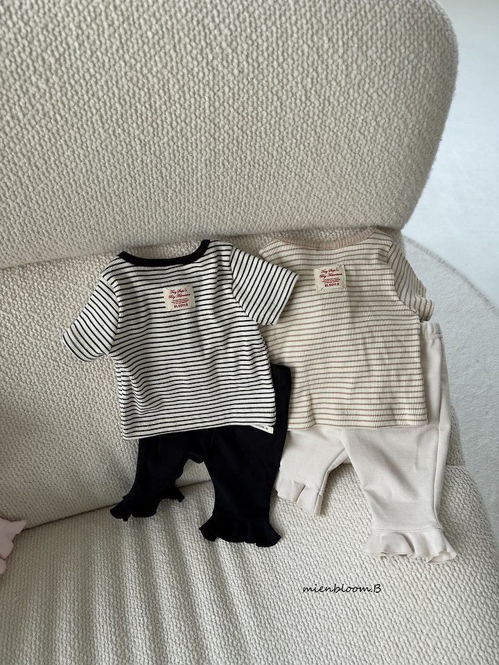 Mienbloom B - Korean Baby Fashion - #babywear - Bebe Button Striped Tee - 4