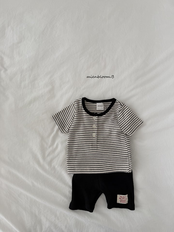Mienbloom B - Korean Baby Fashion - #onlinebabyshop - Bebe Button Striped Tee - 5