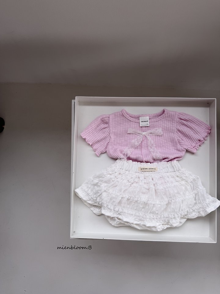 Mienbloom B - Korean Children Fashion - #Kfashion4kids - Kids Ribbed Ribbon Tee - 10