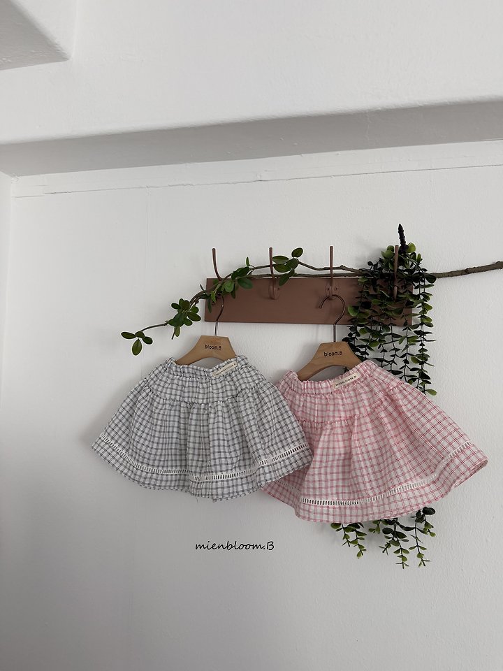 Mienbloom B - Korean Children Fashion - #prettylittlegirls - Kids Check Skirt - 2