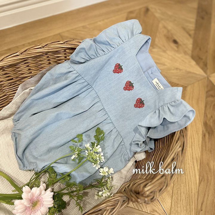 Milk Balm - Korean Baby Fashion - #babyboutique - Strawberry Denim Suit - 5
