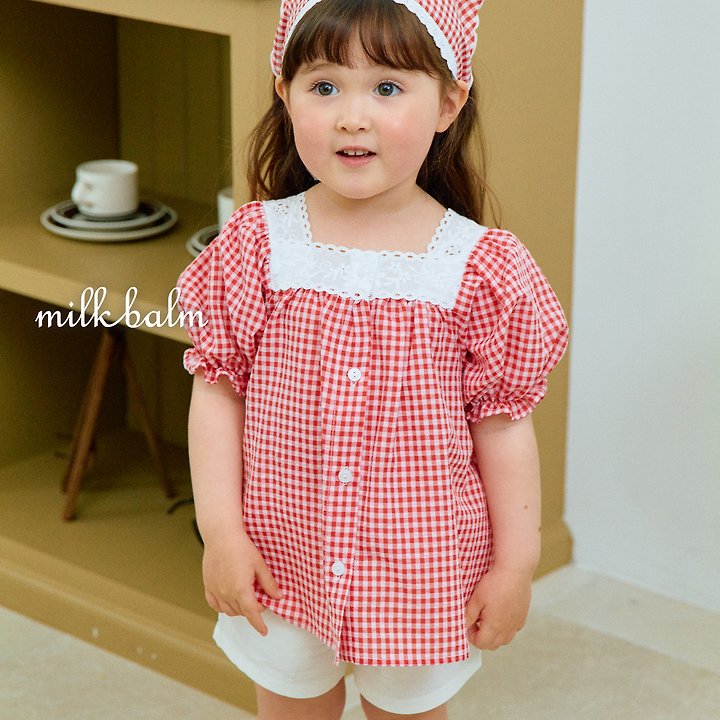 Milk Balm - Korean Baby Fashion - #babyboutique - Ivy Check Blouse