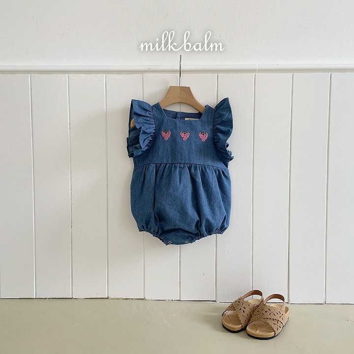 Milk Balm - Korean Baby Fashion - #babyboutiqueclothing - Strawberry Denim Suit - 6