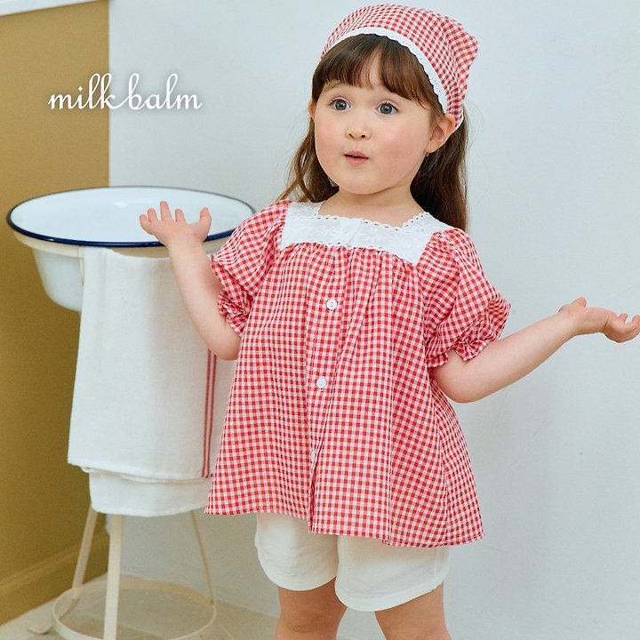 Milk Balm - Korean Baby Fashion - #babyfashion - Ivy Check Blouse - 5