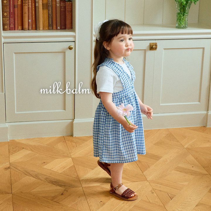Milk Balm - Korean Baby Fashion - #babygirlfashion - Ribbon Embroidered Suspender Skirt - 3