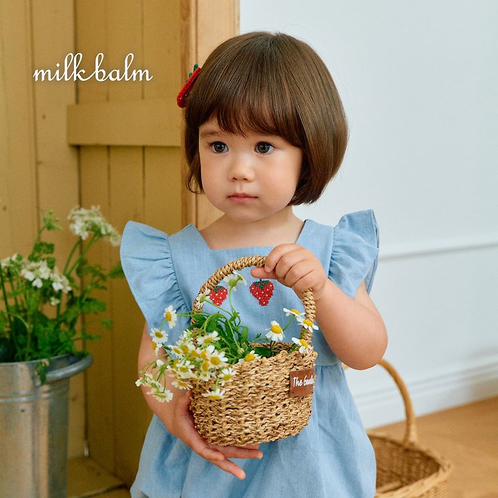 Milk Balm - Korean Baby Fashion - #babygirlfashion - Strawberry Denim Suit - 10