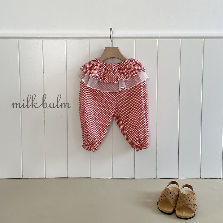 Milk Balm - Korean Baby Fashion - #babylifestyle - Check Frill Pants - 6
