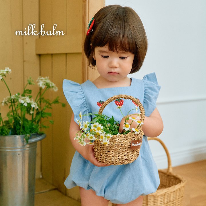 Milk Balm - Korean Baby Fashion - #babylifestyle - Strawberry Denim Suit - 11