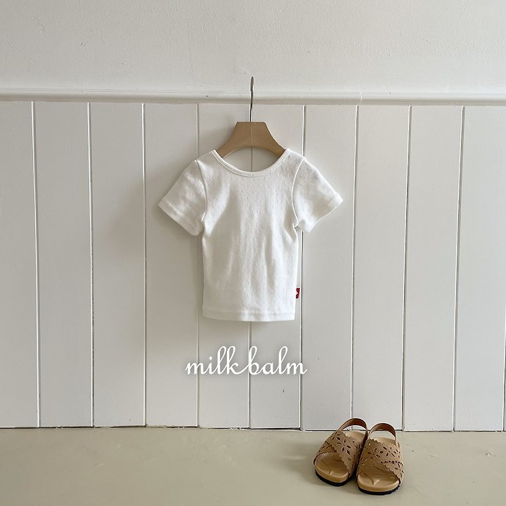 Milk Balm - Korean Baby Fashion - #babyoninstagram - Eyelet X-Strap Short Sleeve Tee - 6