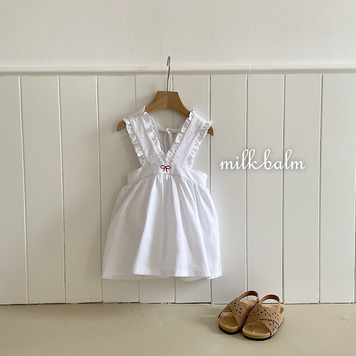 Milk Balm - Korean Baby Fashion - #babyootd - Ribbon Embroidered Suspender Skirt - 6